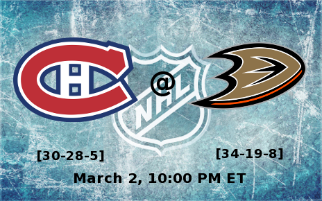 NHL: Canadiens vs. Ducks @ Anaheim - BetMoose